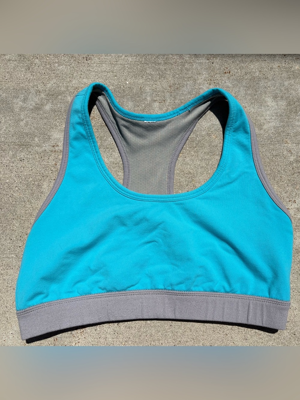 TEAL AND GREY SPORTS BRA